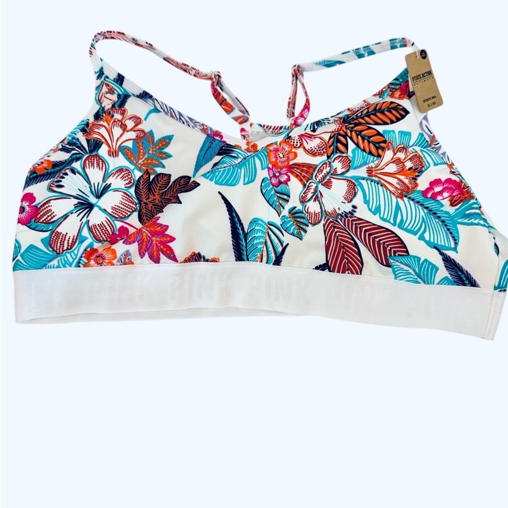 Victoria Secret PINK SPORT Ultimate Summer Tropical Print Bra NWT- XL